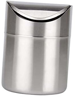 Cabilock 1 Pc Mini Petite Poubelle Mini Corbeille Poubelle De Comptoir Poubelle En Métal Avec Couvercle Bac De Recyclage Poubelle En Inox Poubelle De Bureau Mini-voiture Bureau