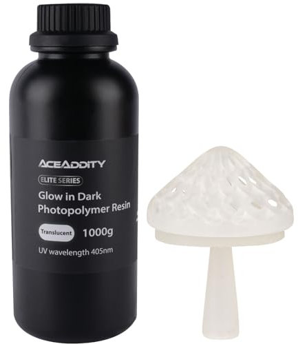 ARKEM Glow In Dark Resin Spezielles 3D-Drucker-Flüssigharz Hochauflösendes 405 nm UV-härtendes Photopolymer-Druckharz Geeignet für 2K/4K/8K LCD/DPL/SLA 3D-Drucker – Durchscheinend 1 kg/Flasche