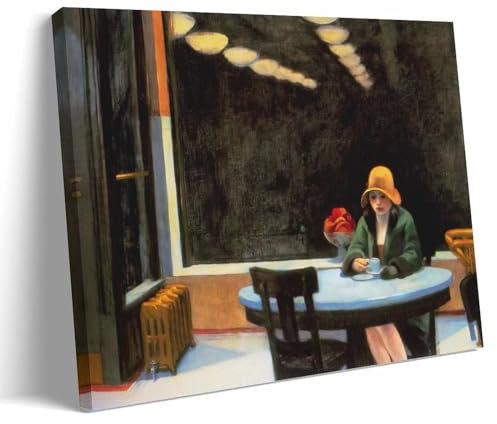 WurBu Edward Hopper Gemälde (Automat1927), Druckposter, dekoratives Gemälde, Leinwand, Wandkunst, Wohnzimmer, Schlafzimmer, 40 x 60 cm