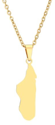Madagaskar-Karte-Flagge-Halsketten-Anhänger, Land-Umriss-Karte-Halskette Mit 50 Cm Langer Kette Für Männer Und Frauen, Neuer Rand-Umriss, Geometrisches Muster, Minimalistischer Trendiger Schmuck,