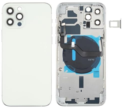 High-Tech Place - Tapa trasera de la batería (con teclas laterales y bandeja de tarjetas y potencia + volumen Flex cable y módulo de carga inalámbrica) para iPhone 12 Pro