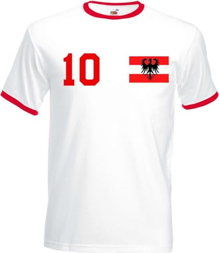 Herren T-Shirt Trikot Österreich mit Wunschname + Nummer - Weiß L