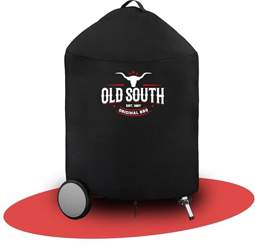 Old South - Grillabdeckung Wetterfest - Kugelgrill Abdeckhaube für Weber, Napoleon, Brinkmann, Char Broil Ø 57cm Holzkohlegrill - Grill Cover Schwarz (Ø77 x 90 cm)