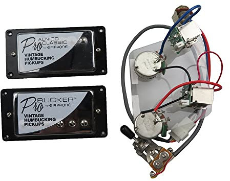 Alnico Gitarren-Tonabnehmer, klassisch, Vintage und Pro Bucker, Humbucker, E-Gitarre mit Profi-Kabelbaum, Tonabnehmer für E-Gitarre (Chrom BK)