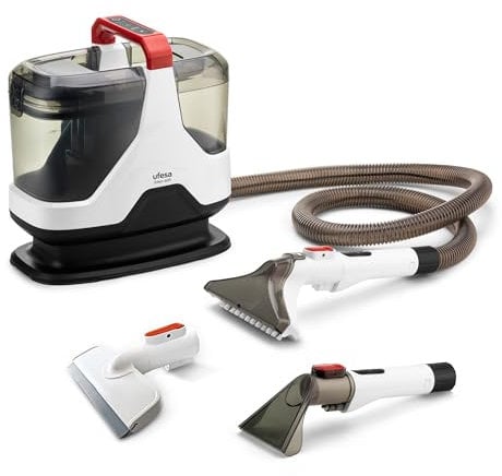 Ufesa Eden 600 - Aspiradora de Tapicerías con Agua 600W, Doble Depósito, Succión de Líquidos y Sólidos, Sepillo Multifunción, Ideal para Alfombras, Sofás, Coche y Cristales