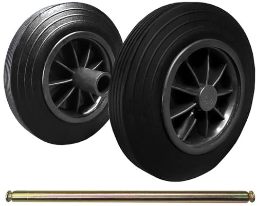 Heavy Duty Dustbin Replacement Wheels With Nose Collar - Rubber Wheels & Axle Kit