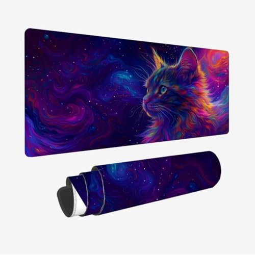 Tapis de Souris XXL 900x400x3mm,Tapis de Souris Chat sous Main Bureau,Tapis Souris Coloré Tapis de Souris Gamer,Tapis Souris Gamer Imperméable Antidérapante,sous-Mains pour Maison/Bureau/Gamer JC-771