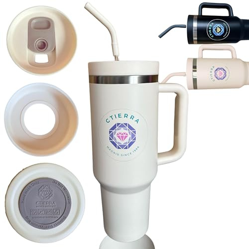 CTIERRA Borraccia Termica 1,2 L Premium Quality con Cannuccia, Tazza Termica in Acciaio Inox BPA Free, Qualità Premium, Doppia Parete, Freddo 48 h, Caldo 12 h, Tumbler Aesthetic per Sport e Ufficio