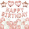 Mädchen Happy Birthday Luftballons Girlande, 37 Stücke Deko Geburtstag Rosegold für Frauen 16 Zoll Buchstaben Folienballons Banner, Geburtstagsdeko Herz Ballons für Kinder Erwachsene