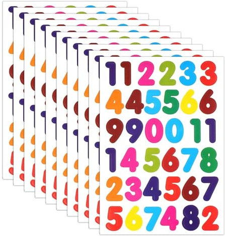 Dinghaole 1440 bunte digitale Aufkleber 0-9 für Geburtstagskarten DIY-Kunstprojekt Dekoration