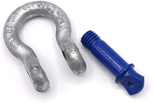 Schäkel geschweift HA2 Stahl hochfest verzinkt mit Augschraube/Schraubbolzen 1t - 2t - 3,25t - 4,75t - 6,5t - 8,5t CE (Größe wählbar) Cargo-Drechsler/Slackline Hardware Unite (2 Tonnen)