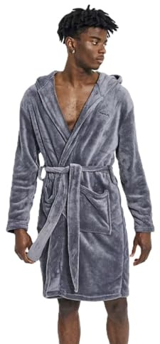 Bench Estrada Herren-Bademantel aus Fleece, mit Kapuze, Stahlgrau, Größe L/XL, stahlgrau, L-XL