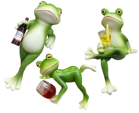 3 Stück ,Frosch Deko Frösche Tiere Harz Statue Gartendeko,Blumentopf Hänger Frösche Deko Figuren,Deko Grün Frosch Blumentopfhänger Figuren Balkon Deko Garten Frosch Figuren Topfdekorationen