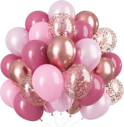 Dusty Rose Balloon 60 Packs 12 Inch Retro Pink Balloon | Metallic Rose Gold Macaron Light Pink Balloons for Girls Birthday, Bridal Shower, Wedding, Bachelorette Party Decorations