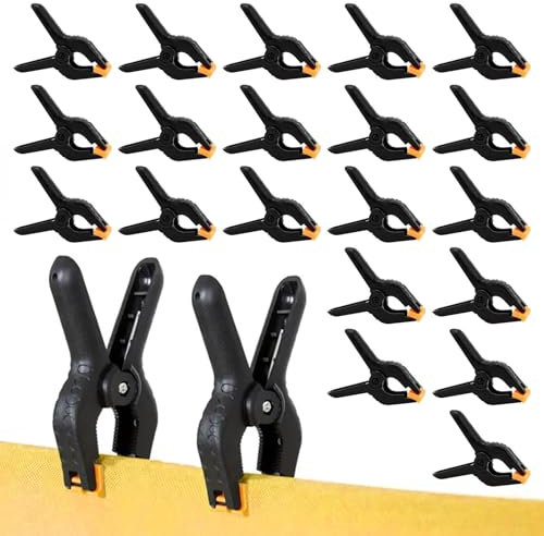 20 Stück Federklemmen aus Kunststoff, Robuste Haltezwingen mit Stahlfeder, Rutschfestem Griff & 90°-Schwenkbacken für Holzwerkstatt, Fotostudio, Basteln, DIY-Projekte
