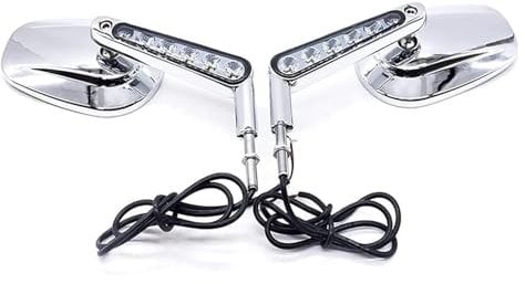 Motorrad Lenkerendenspiegel Für H&Arley VROD VRSCF 2009-2017 Motorrad Rückspiegel Motorrad Paar Rückspiegel Mit Blinker Licht(Silver.)