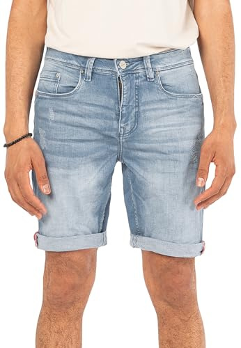 Sublevel Herren Denim Kurze Jeans Shorts im Used Look 5-Pocket Light-Blue 31