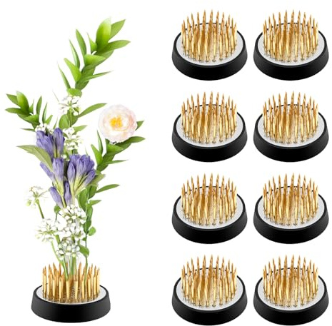 KEGAJEGA 8 Stück Blumenigel 34mm Blumensteckigel mit 61 Nadeln Ikebana Kenzan Steckigel Blumenfrosch Blumenigel Set für Zuhause Büro Blumenarrangement Garten Teestube Blumenladen