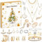Schmuck Adventskalender 24 Tage Gold- und Silberschmuck Adventskalender umfassen Ohrringe, Halsketten und mehr Weihnachts -Countdown, Charmarmband