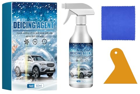 Spray Dégivrant Rapide pour Voiture,Élimine le Givre et le Verglas en Quelques Secondes,Formule Non-Abrasive et Respectueuse de la Carrosserie,Flacon Pratique de Voyage.