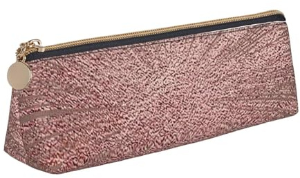 KLJnmbb Rose Gold Pink Print Elegant Pencil Case Large Capacity Triangle Pouch with Zipper for Writing Tools