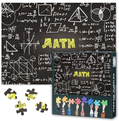 Jigsaw Puzzles Math 1000 Piece Jigsaw Puzzle for Adults, Chalkboard Challenging Puzzles, Black and White Puzzle Gift Home Wall Decor for Living Room Fun to Assemble(50.5x70.5cm)