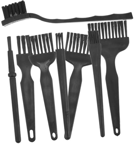 Reinigungsbürste für Elektrorasierer 8 Stück aus Polypropylen Schwarz | Bartschneider und Trimmer, Rutschfester Griff, Non Shedding, für Reise und Elektronikpflege