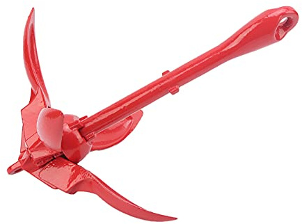 nehzgnauh 15 kg Klappbarer Grapnel, Boot mit Edelstahl-Hardware, faltbar zur Aufbewahrung, rote Farbe, strapazierfähig für kleine Boote, Flöße, Kanus und Kajaks