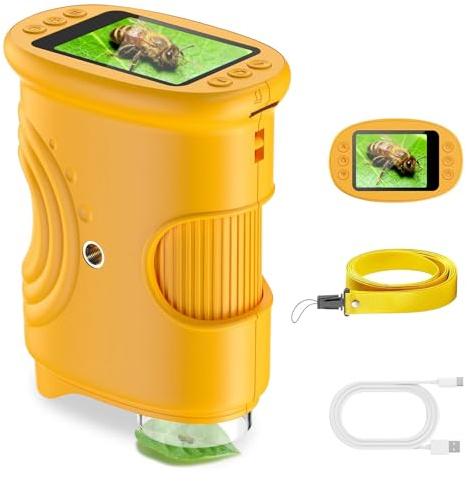 1000X Digital Mikroskop für Kinder, Handy Taschenmikroskop mit 2.0 IPS Bildschirm & 8 LED Licht für Kinder im Alter von 4–6, 6–12 Jahren, Studenten, Jungen und Mädchen [inkl Fotofunktion]