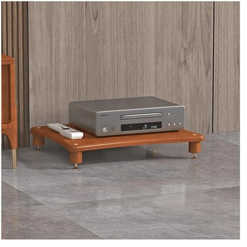 PZEOB Audio-Rack aus Massivholz, AV-Medienständer im offenen Design, modernes Audio-/Video-Regal, Schrank for Stereoanlagen, 1/2/3/4-stufiges Stereo-Rack(Bruin,1 Tier)