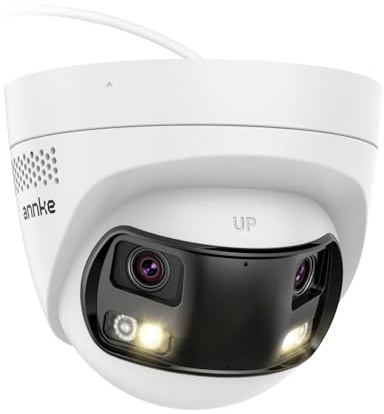 ANNKE FCD800 PoE Security Camera Outdoor with Dual Lens 180° Filed of View, 8MP IP Surveillance Camera Support Color Night Vision, Person/Vehicle Detection, Two-Way Talk, Built-in SD Card Slot