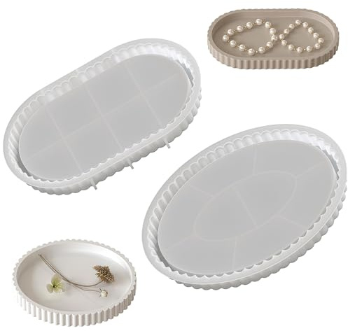 Bangbobi Stampo in Silicone per Vassoio Ovale Set da 2 - per Cemento, Gesso, Resina Epossidica, Forme per Fai da Te