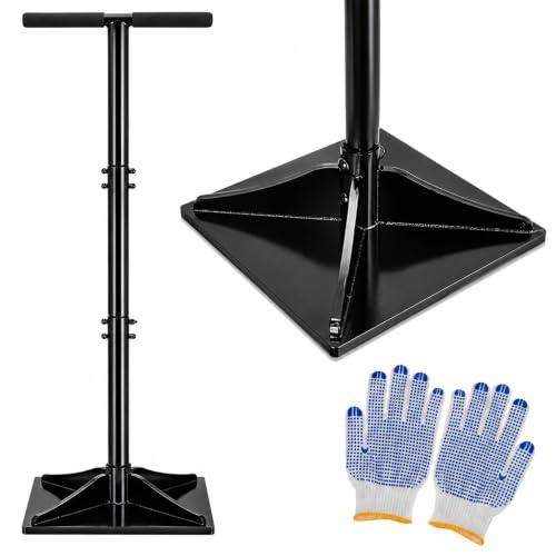 Bteirac Handstampfer mit 120cm Griff, 25x25cm Stampfer Bodenverdichter mit T-Griff zum Verdichten und Handschuhe, Manuelle Rüttelplatte für Gartenarbeit Bodenmontage