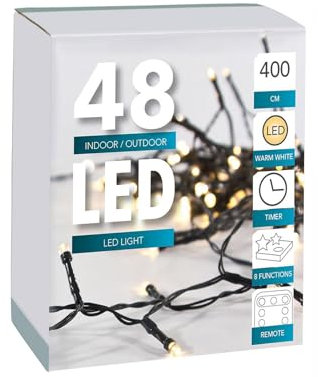 Led Lichterkette Batterie 24 48 96 mit Timer und teilweise mit Fernbedienung grünes Kabel für innen und außen (48er + Fernbedienung)