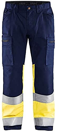 Blaklader 15511811 Hochsichtige Hose mit Stretch, Marineblau/Gelb, grootte D108