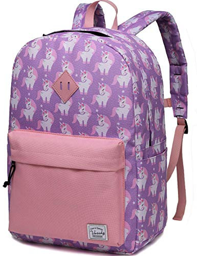 VASCHY Kinderrucksack Mädchen, Niedlich Wasserdicht Vorschule Kinder Rucksack Kindergarten Kleinkind Rucksack Schulranzen mit Brustgurt Groß Einhorn