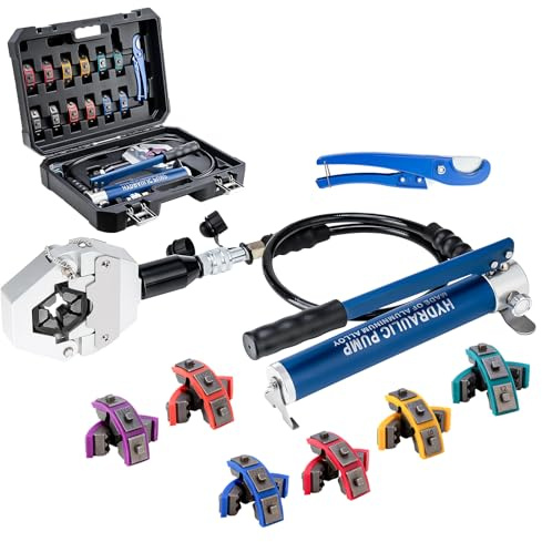 IBOSAD Hydraulic Hose Crimper Hydra-Krimp 71500 Manual A/C Hose Crimper Kit Air Conditioning Repaire Handheld Hydraulic Hose Crimping Tool (Split with Manual Pump)