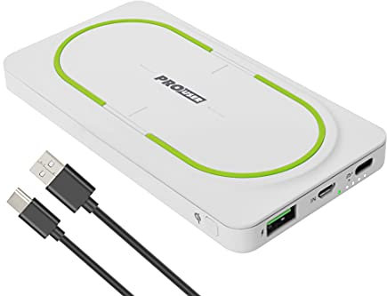 Pro User 2-in1-Powerbank 10000 mAh mit induktiver kabelloser QI Ladefunktion: futuristisches Design und kraftvolle Power, 15W, Kombination aus Ladestation und mobiler Powerbank