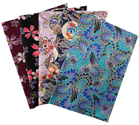 Baumwollstoff Stoffreste,5 Stück 20 x 25 cm Patchwork Stoff Paket Baumwollstoff Meterware für Nähen Basteln DIY Kleines Blumenmuster Japanischer Stil Stoff (02)