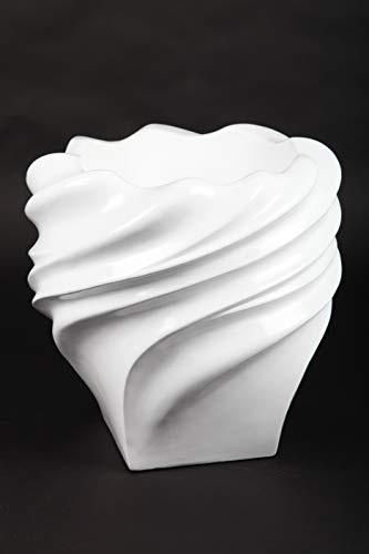point home Blumentopf, Pflanzkübel, Pflanzgefäß aus Fiberglas, weiß, 40cm - für Innen