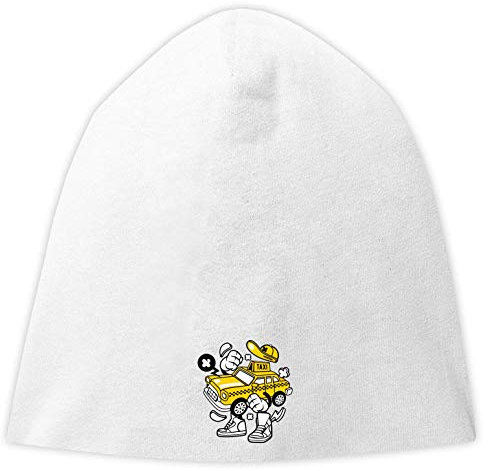 Cartoon Style New York NY Iconic Yellow Taxi Jersey Beanie Hut Dünne Slouch Cap Unisex One Size