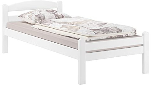 Erst-Holz Weißes Einzelbett Buche massiv 80x200 Bettgestell und wählbare Ausstattung V-60.45-08W, Ausstattung:ohne Zubehör