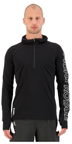 Mons Royale M Temple Tech Hood Schwarz, Herren Merino Kurzarm-Shirt und Tops, Größe XL - Farbe Black