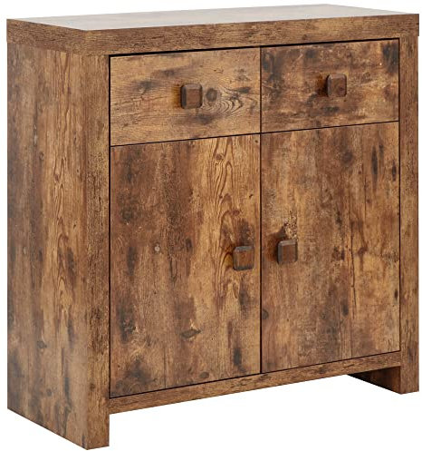 GFW Jakarta Mango 2 Door 2 Sideboard with Adjustable Shelving, Wooden Storage Chest Cabinets with Drawers for Living, Dining Room, Hallway, Bedroom, Wood, 80W x 35D x 80H cm