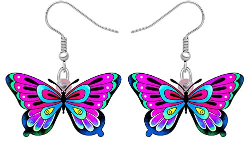 LONYOO Acrylic Insect Butterfly Earrings Dangle Drop Butterfly Jewellery for Women Girls Charms Spring Summer Gifts (Lilac)