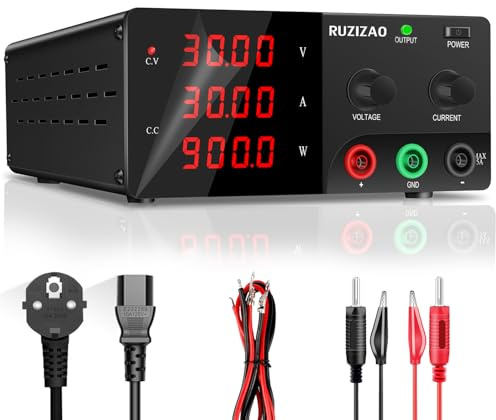 RUZIZAO Labornetzteil 30V 30A, Labornetzgerät Hochleistungs DC Regelbar Netzgerät 900W Schaltnetzteil mit Encoderregelung und Ausgangsschalter Labor DC-Stromversorgungen für Prüfung/Wartung/Galvanik