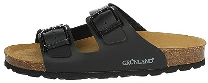 Grunland SARA CB9952 schwarz Schwarze Damenhausschuhe mit anatomischen Re-Soft-Lederschnallen 38