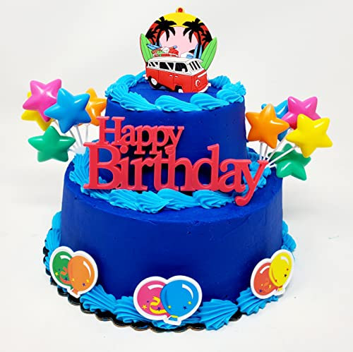 Beach Surf Surfer Themed Surfing 7 Piece Birthday Cake Topper Set