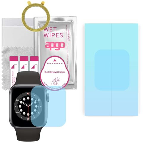 1x apgo Schutzfolie für Apple Watch 6 (40 mm), Hydrogel HD HQ FLEX mit Positionierhilfe