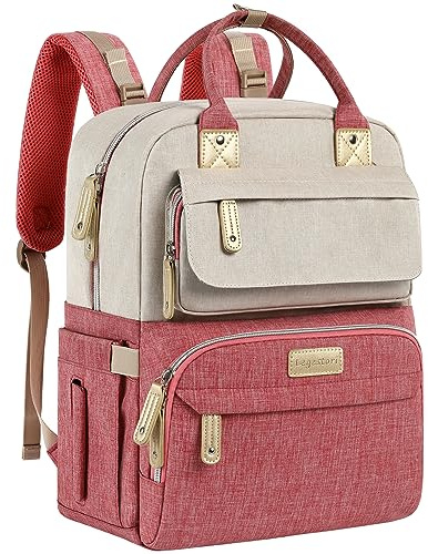 Legestori Wickeltasche Rucksack, Baby-Mädchen-Wickeltasche mit isolierten Taschen und Kinderwagengurten, Rot/Ausflug, einfarbig (Getaway Solids), Large, Casual